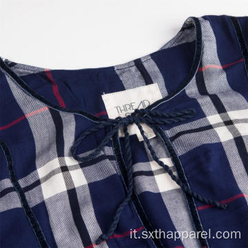 Camicia elegante da donna a maniche lunghe a quadri scozzesi